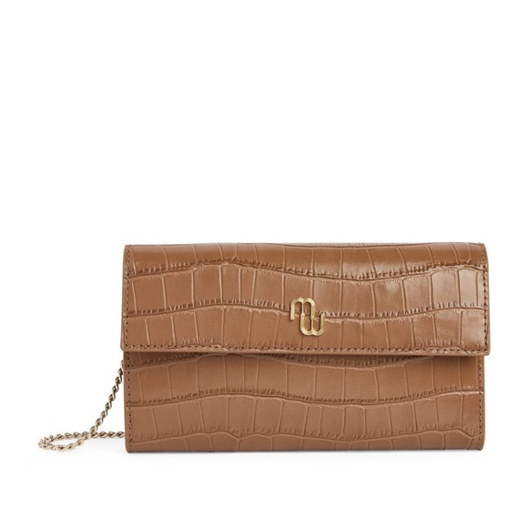 NEW ⚡️ MAJE Croc-Embossed Leather Wallet on Chain - Picture 4 of 9